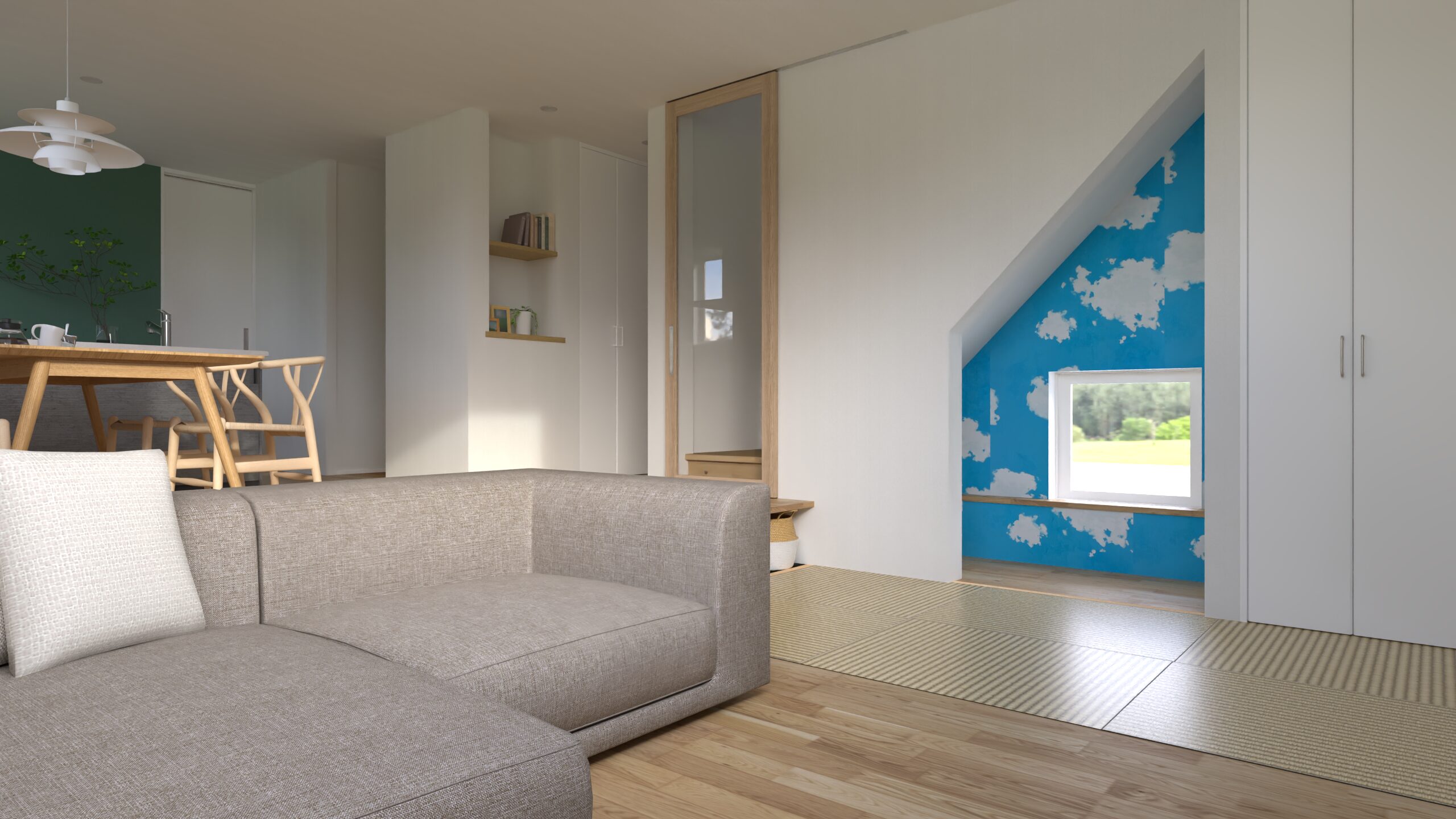 タタミコーナー横のヌックでひと休み