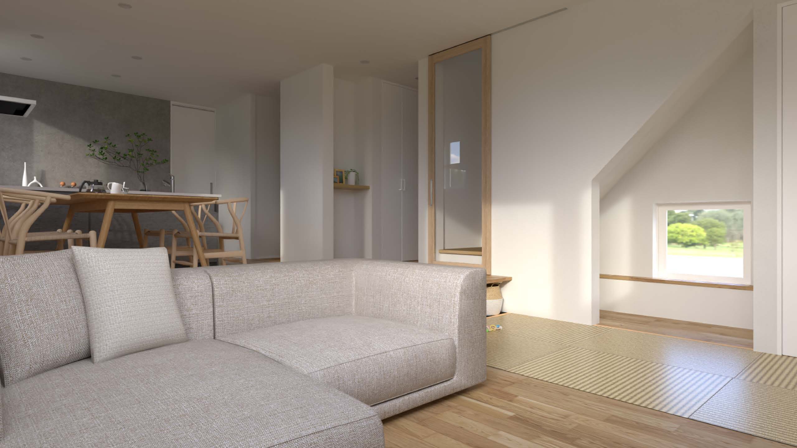 タタミコーナー横のヌックでひと休み