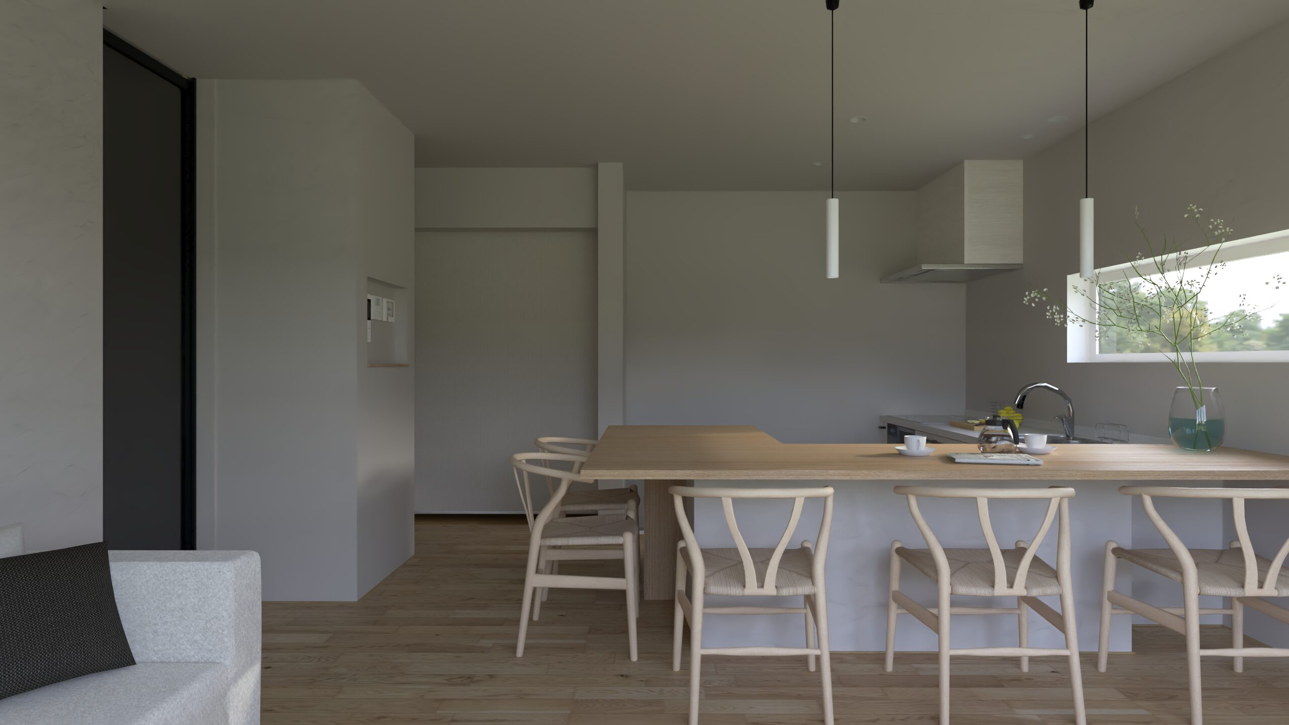 直線的な家事動線＋用途別収納で、
日々の暮らしがスムーズに、すっきりと整う。