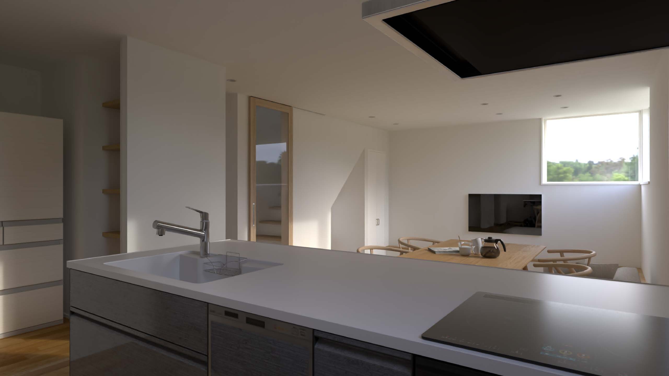 キッチンからお部屋全体を見渡せます